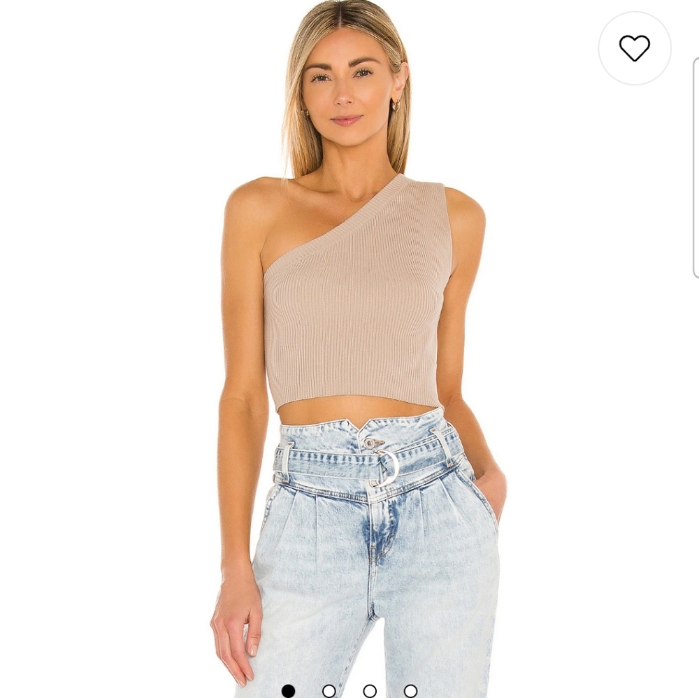Camila Coelho One-Shoulder Beige Tank Top
